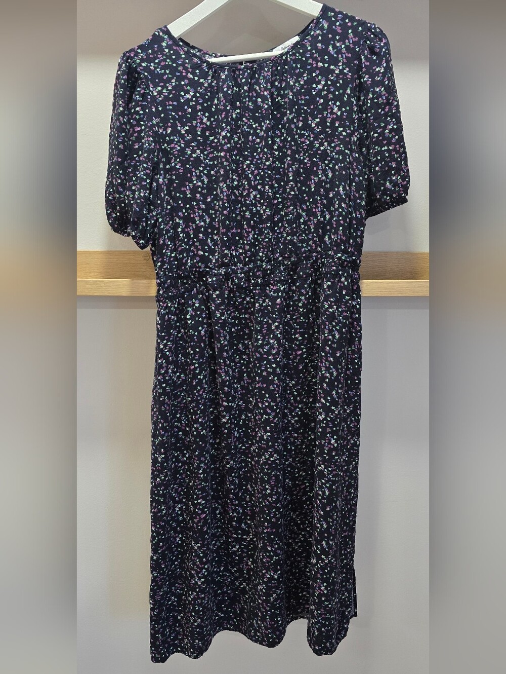 Reitmans Black Midi Dress with Pink and Mint Scatter Print